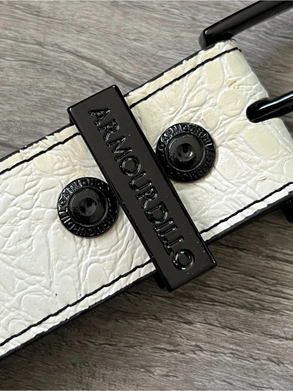 Armourdillo Croc Cone White Black Studded Leather Punk Belt L 33-37 NWT